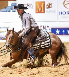 image of Wes Galyean and Some Likeit Metallic, 2017 NCHA Summer Spectacular Derby Open Finalist.